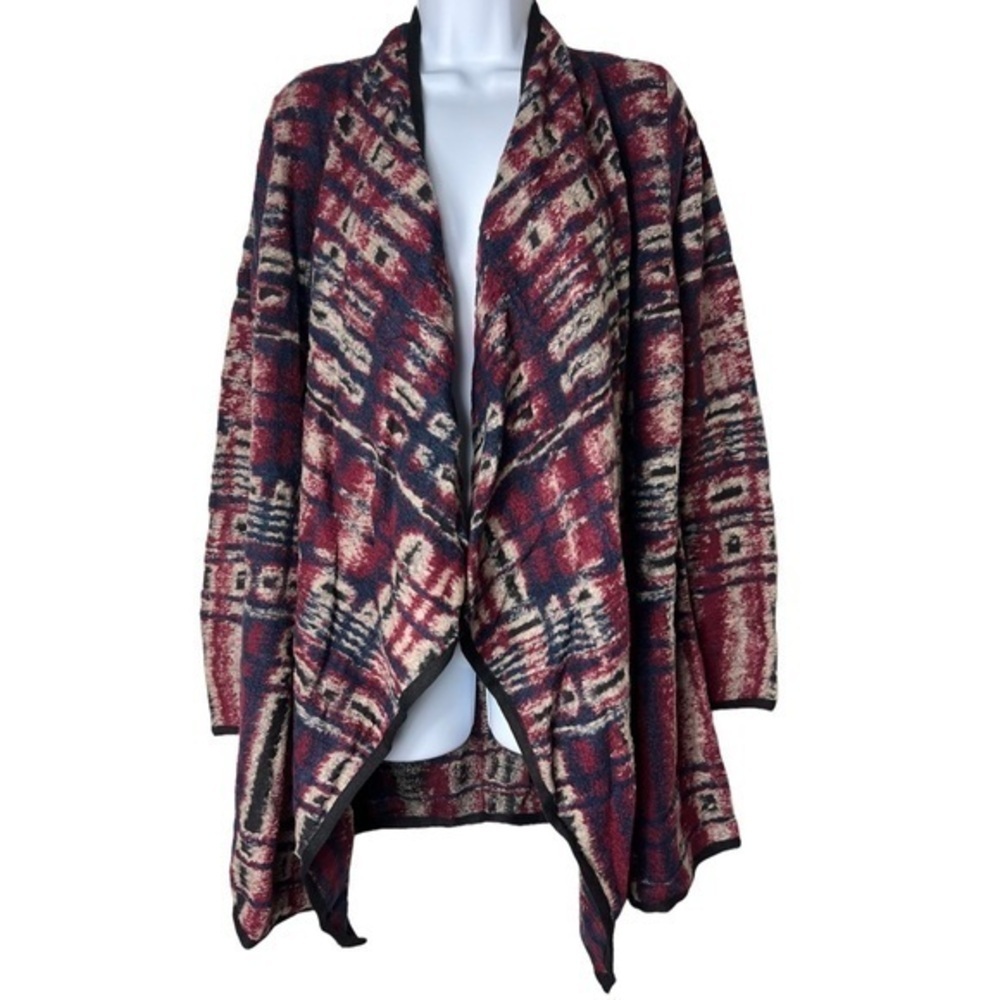 Lucky Brand Ethnic Print Open Front Cardigan Sweater